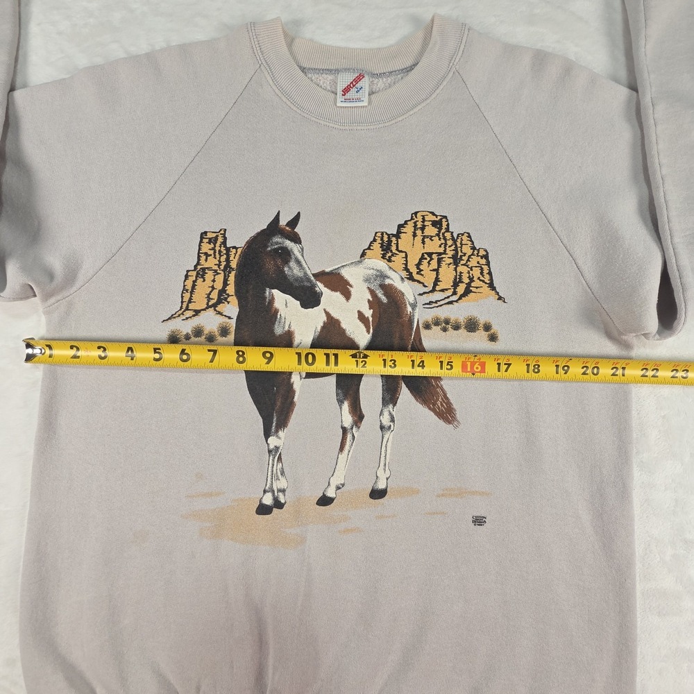 80's Vintage Jerzees Equestrian Horse Desert Scene Sweatshirt Sz Large USA Made - Picture 7 of 10